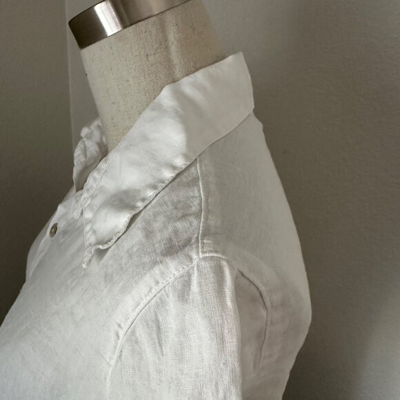 Agolde Fitted Button Up Blouse Short Sleeve Airy Linen Minimalist White Sz S - Picture 8 of 10
